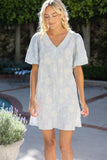 36437 Floral Embroidered Flared Hem Mini Dress