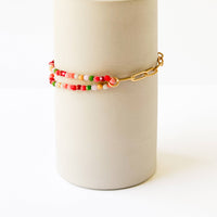 Bead and gold chain bracelet, Fall, Paperclip bracelet