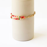 Bead and gold chain bracelet, Fall, Paperclip bracelet