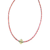 Beaded Glass Necklace with Square Bead