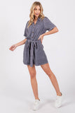 MINEREAL WASHED TIE WAIST OVERALL ROMPER