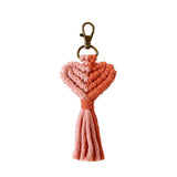 VDay Macrame Heart Two Toned Tassel Keychain