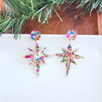 Star of Bethlehem Earrings - Gold Sparkle // Christmas, Holiday