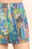 DP60159-PRINTED DENIM SKORT
