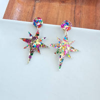 Star of Bethlehem Earrings - Gold Sparkle // Christmas, Holiday