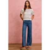 SEAM DETAIL MID RISE STRETCH DENIM JEANS PANTS