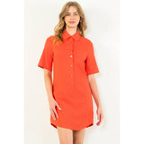 Short Sleeve Collared Button Dress