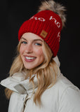Red & White Ho Ho Ho Pom Hat