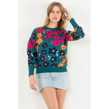 Flower Rib Knit Sweater