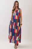 CD07489-Geometric Print Maxi Dress