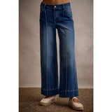 MID RISE FLARE PINTUCK BOTTOM DENIM JEANS