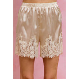 SATIN SHORT PANTS WITH LACE CONTRAST ON EDGE