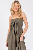 Front Tie Tank Top Wide Leg Jumpsuit - VNJU60417