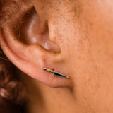 14K Gold Plated & CZ Butcher Knife Stud Earrings