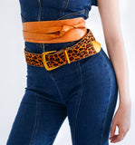 Zipper Lined Leopard Print Belt
