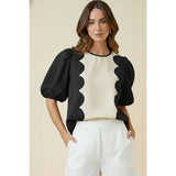 Romantic Wave Glam Scallop Blouse