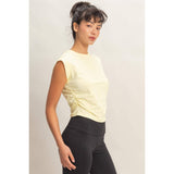 Ruched Waist Sleeveless Cotton Top