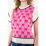 Flutter Sleeve Bow Knit Top