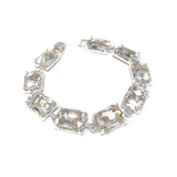 Emerald Cut Glass Crystal Linked Statement Bracelet