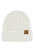 C.C Solid Color Fuzzy Beanie: Black