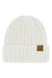 C.C Solid Color Fuzzy Beanie: Black