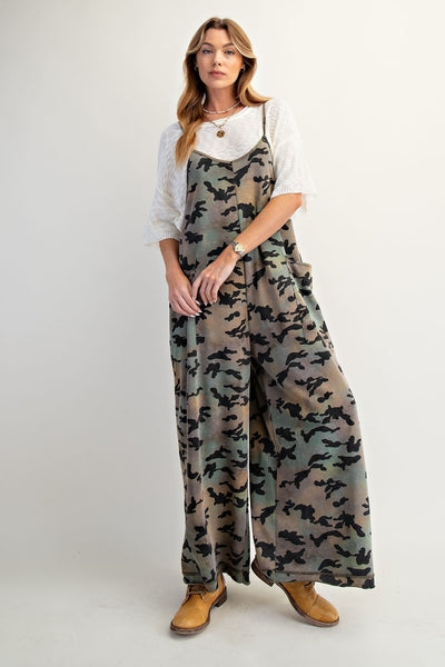 Camouflage Printed Washed Jumpsuit