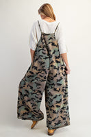 Camouflage Printed Washed Jumpsuit
