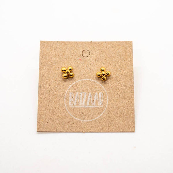 Gold Plated Dotted Flower Stud