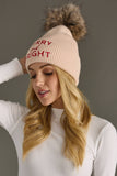 Blush Merry & Bright Knit Pom Hat