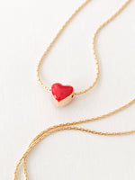 Red Heart Charm Gold Filled Necklace