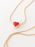 Red Heart Charm Gold Filled Necklace
