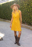 36667 Smocked Waist Zip Up Sleeveless Mini Dress