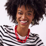 Jenna Chain Link Beaded Necklace Red Wholesale