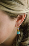 Colorful Teal Beaded Dangle Earrings