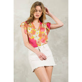 Flutter Sleeve Floral Top
