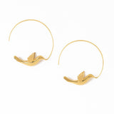 Wren Bird Hoop Earrings Brass Wholesale