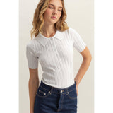 Rib Knitted Short Sleeve Polo Top