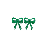 Bow Studs - Green Glitter // Jewelry, Earrings, Game Day, Christmas