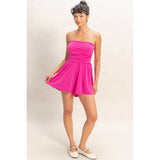 Strapless Shirred Waist Romper