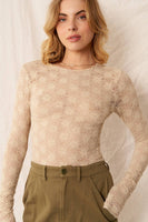 Floral Lace Long Sleeve Mesh Top