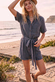 MINEREAL WASHED TIE WAIST OVERALL ROMPER