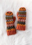 Rust & Multicolored Patterned Mittens