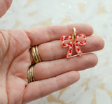 Pink and Red Pearl Bow Earrings