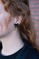 Bow Studs - Black Glitter // Game Day Earrings