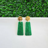 Mia Mini Earrings - Green Glitter // Jewelry, Earrings, Game Day, Christmas