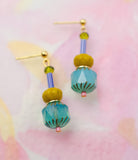 Colorful Teal Beaded Dangle Earrings