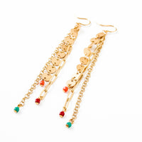 Long Gold Chain Earrings With Tiny Beads