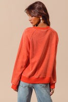 Vintage Washed Terry Knit Top With Raglan Sleeves