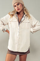Corduroy And Plaid Flannel Shacket W/chest Pockets- 3 Colors