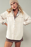 Corduroy And Plaid Flannel Shacket W/chest Pockets- 3 Colors